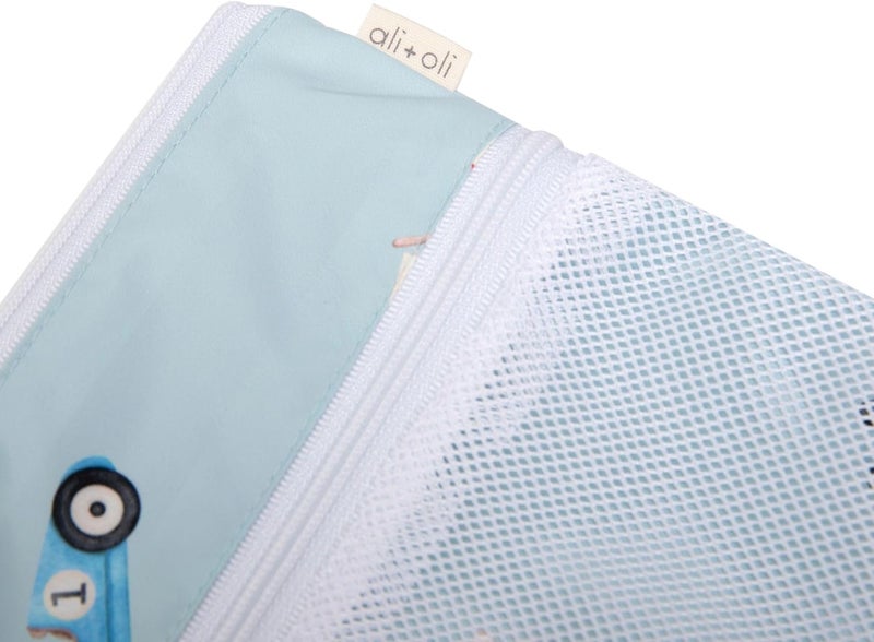 Ali+Oli Water Resistant Dual-Compartment Wet-Dry Bag for Travel, Hook to Stroller, Daycare, Diapers, Diaper Bag, Clutch Bag,15x12 inches (Retro Cars) - Image 4